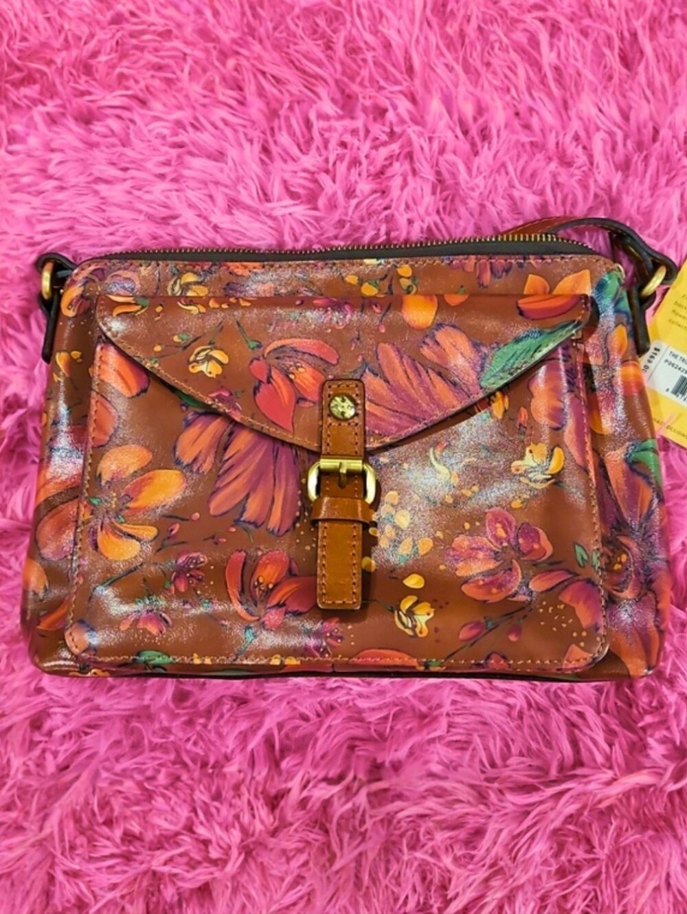 Patricia Nash Avellino Leather The Tropics Front Pocket Crossbody Purse New